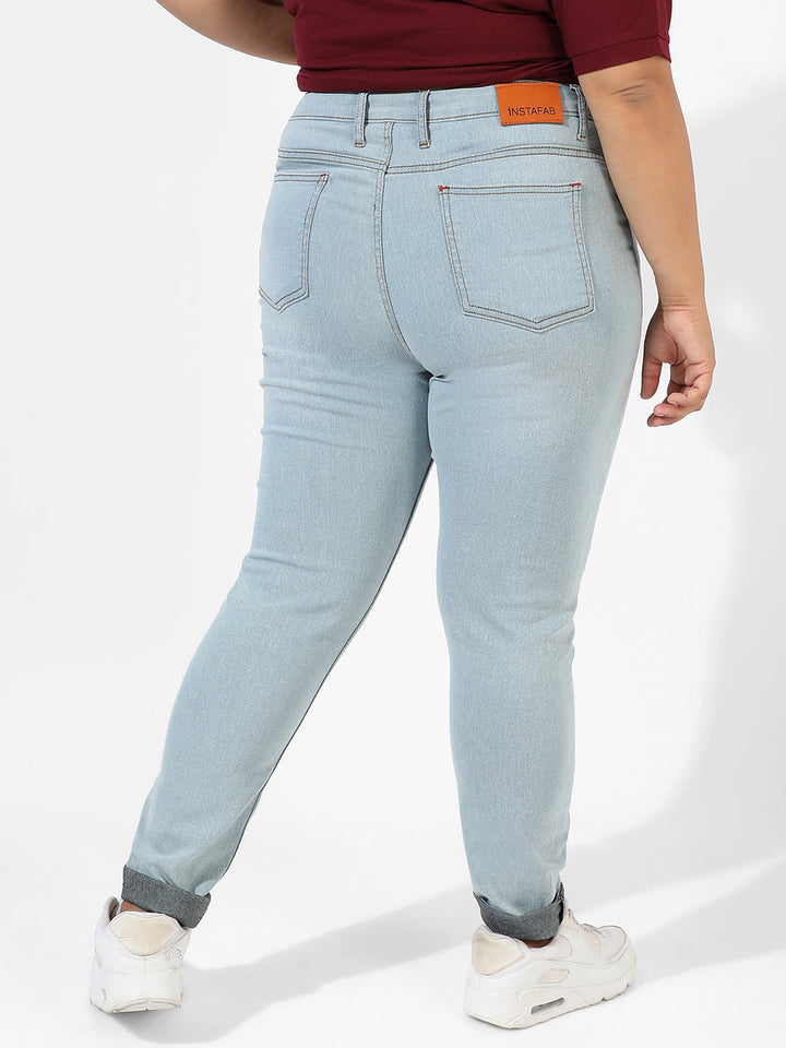 Mid-Rise Light-Wash Denim Jeans