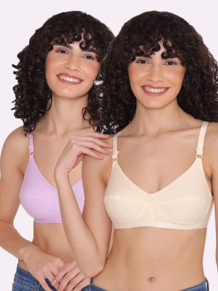 Women's Non Padded Non-Wired Regular Bra (Pack of 2)-ZOE