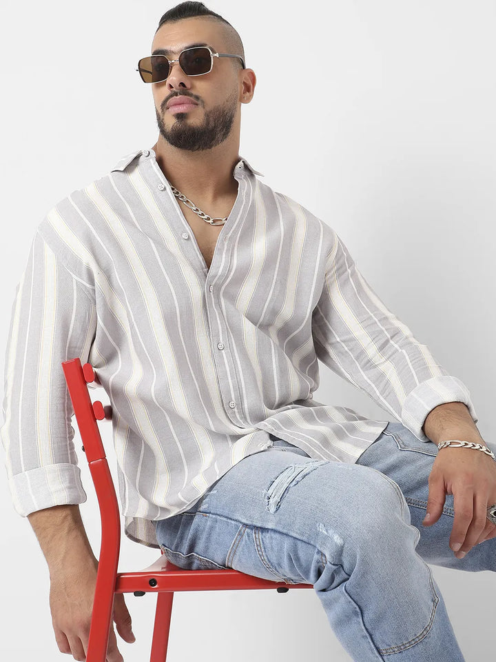 Light Grey Shadow Striped Shirt