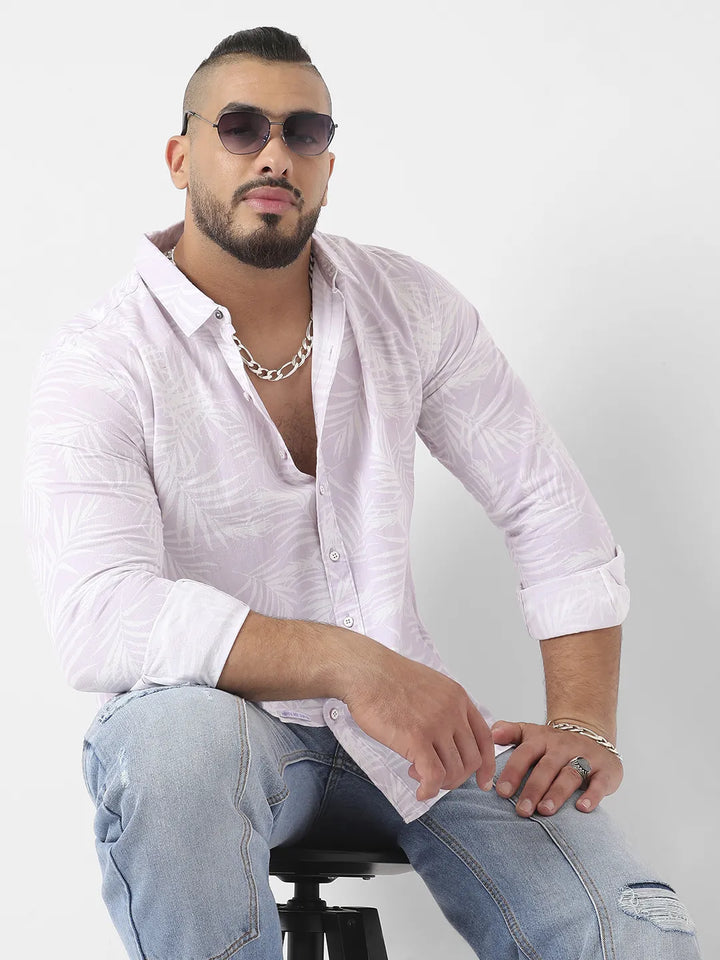 Lilac Contrast Pinstriped Shirt