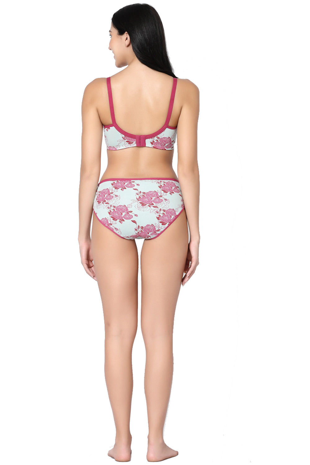 Organic Cotton Antimicrobial Soft feeding Printed Bra and Panty set-IMBP005H_IMP102-Pink Floral Print