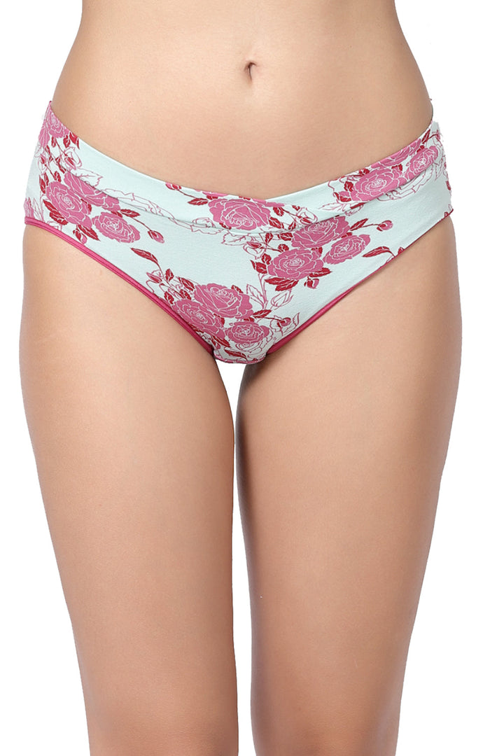 Organic Cotton Antimicrobial Maternity Panty-IMP102-Pink Floral Print_Pink Floral Print-