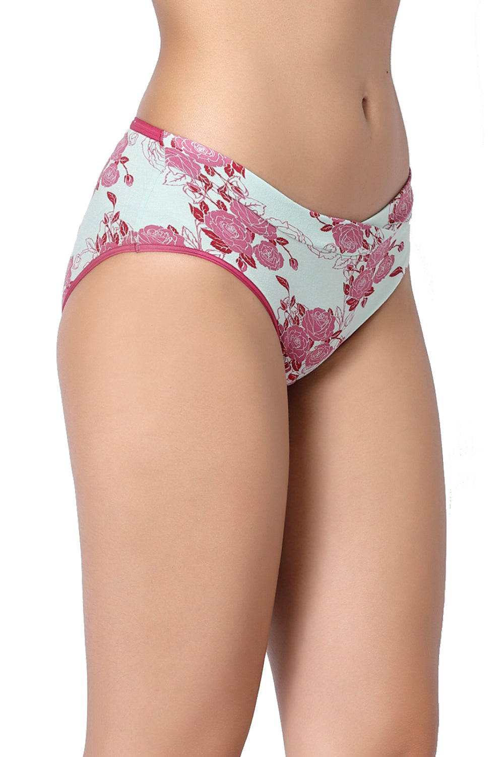 Organic Cotton Antimicrobial Maternity Panty-IMP102-Pink Floral Print_Pink Floral Print-