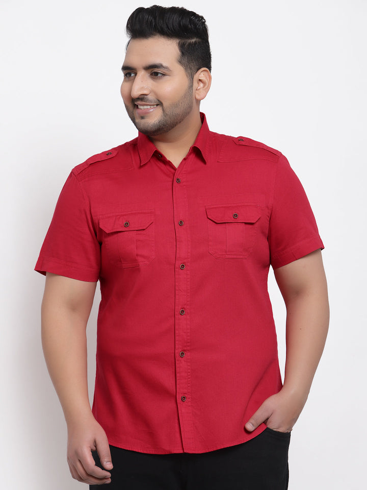 Plus Size Men Cargo Casual Shirt