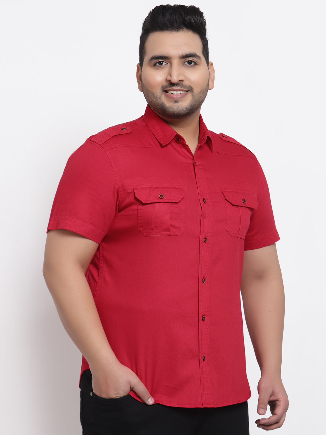 Plus Size Men Cargo Casual Shirt