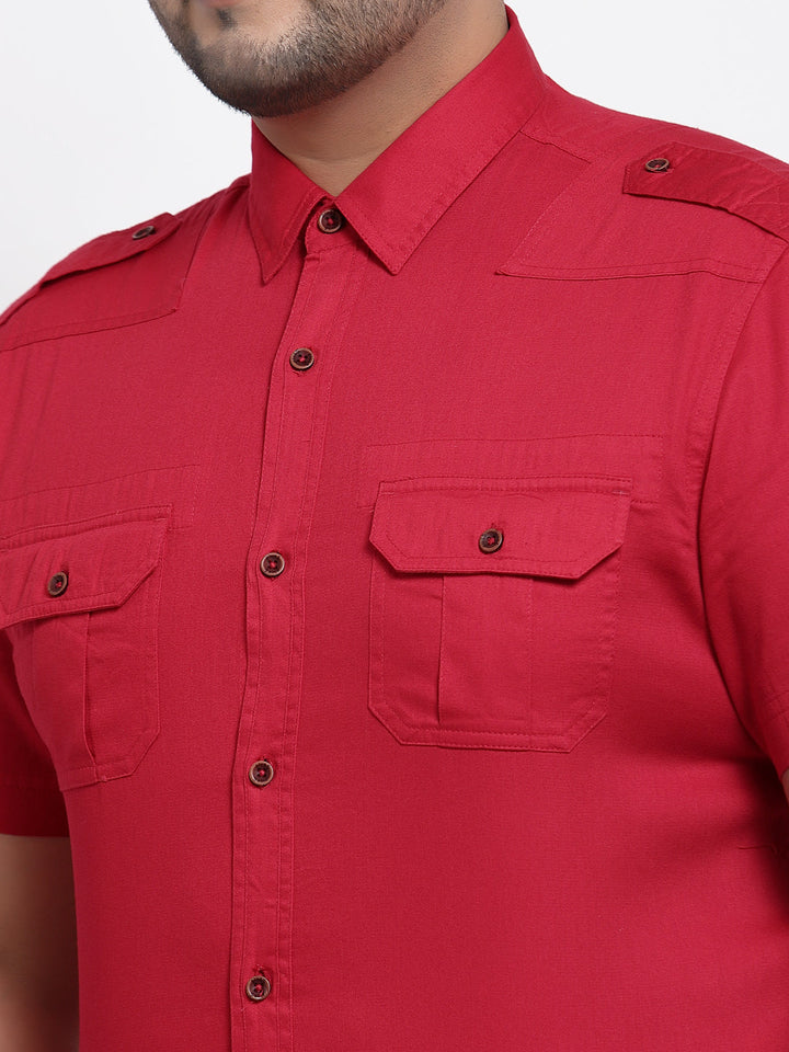 Plus Size Men Cargo Casual Shirt