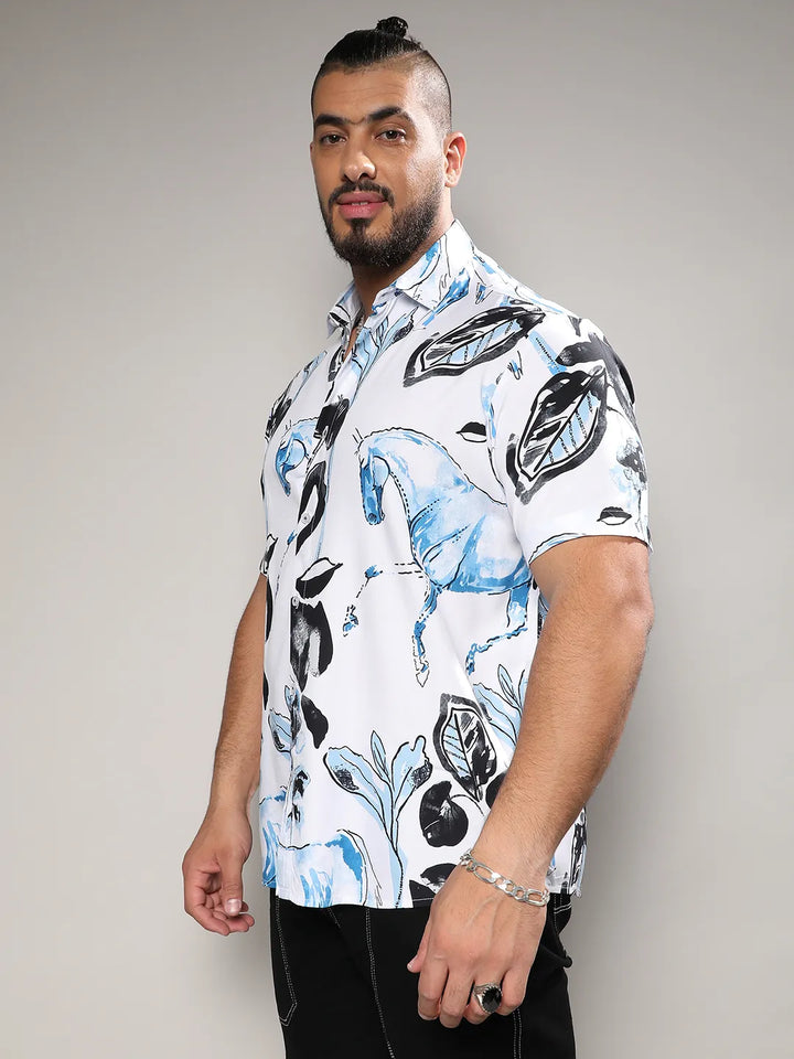 Black & Blue Foliage Horse Shirt