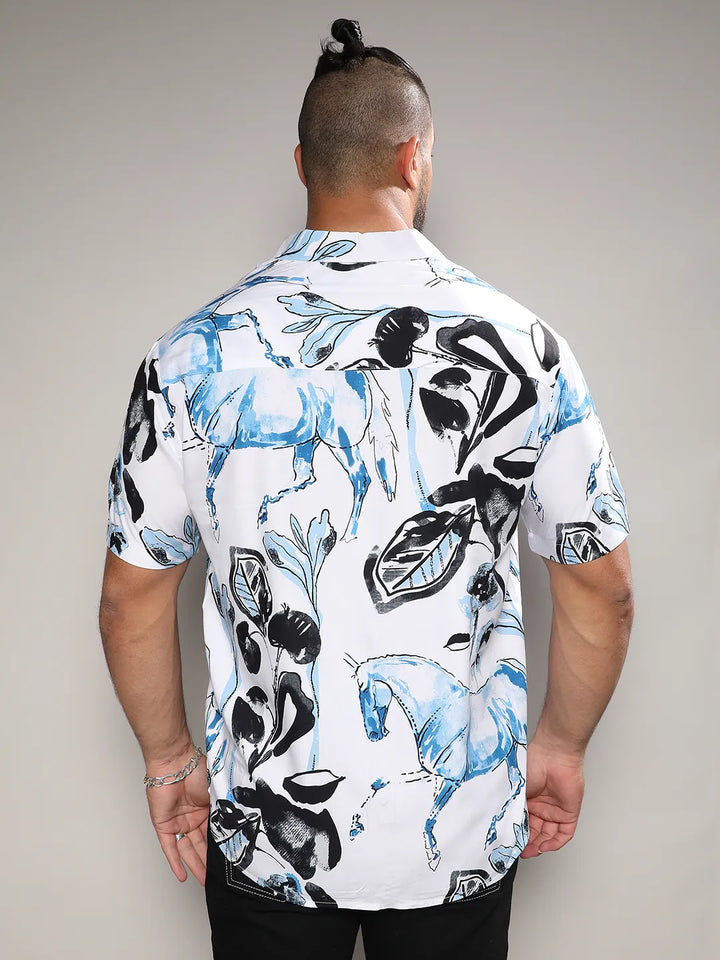 Black & Blue Foliage Horse Shirt
