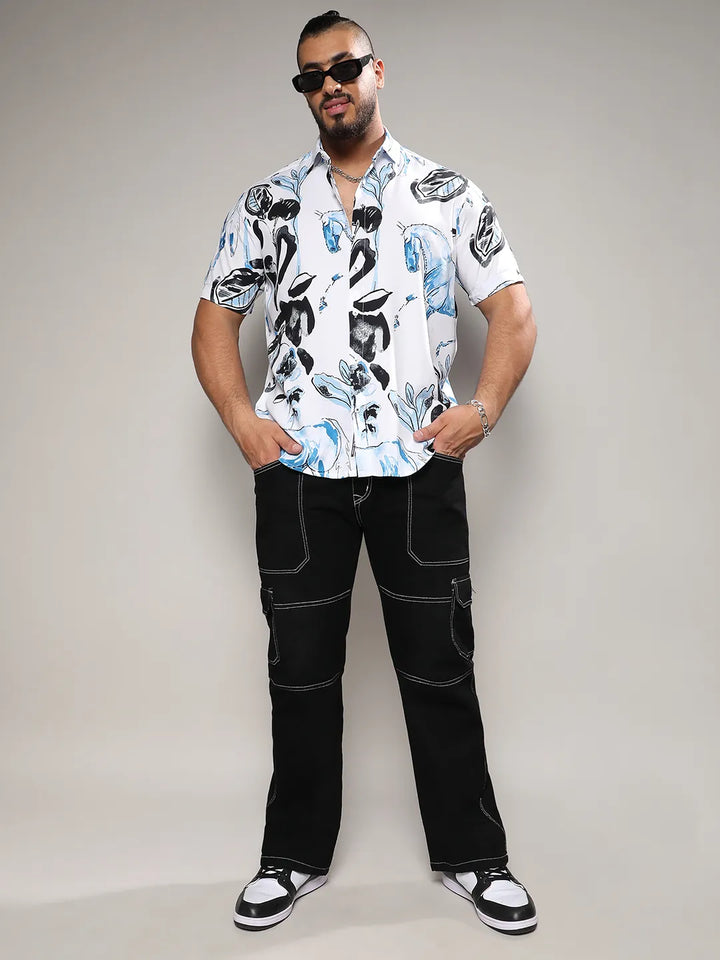 Black & Blue Foliage Horse Shirt