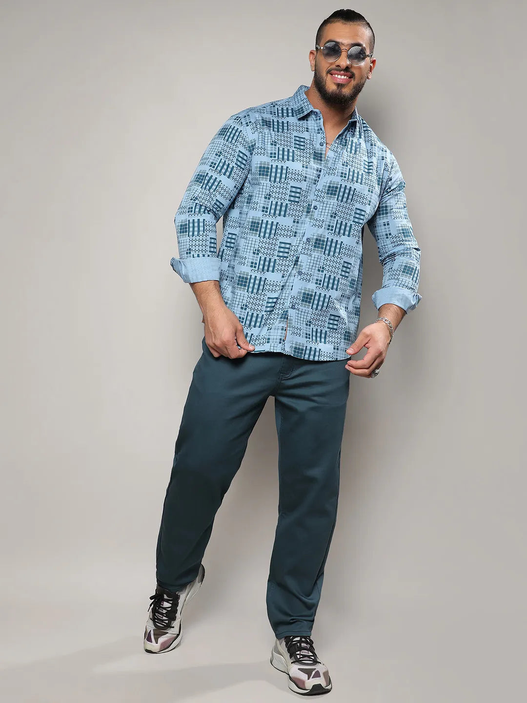 Blue Arygle Checkered Block Shirt