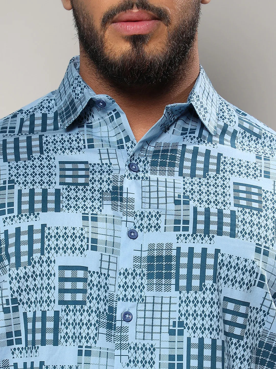 Blue Arygle Checkered Block Shirt