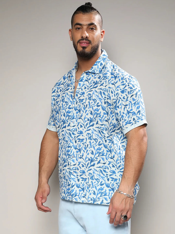 Blue Foliage Strokes Shirt