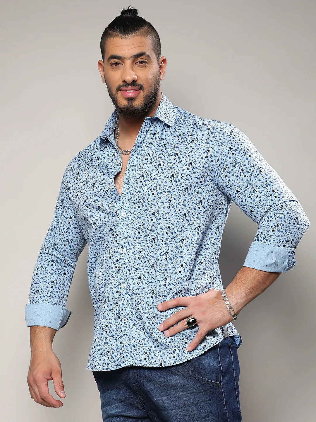 Blue Micro Floral Shirt