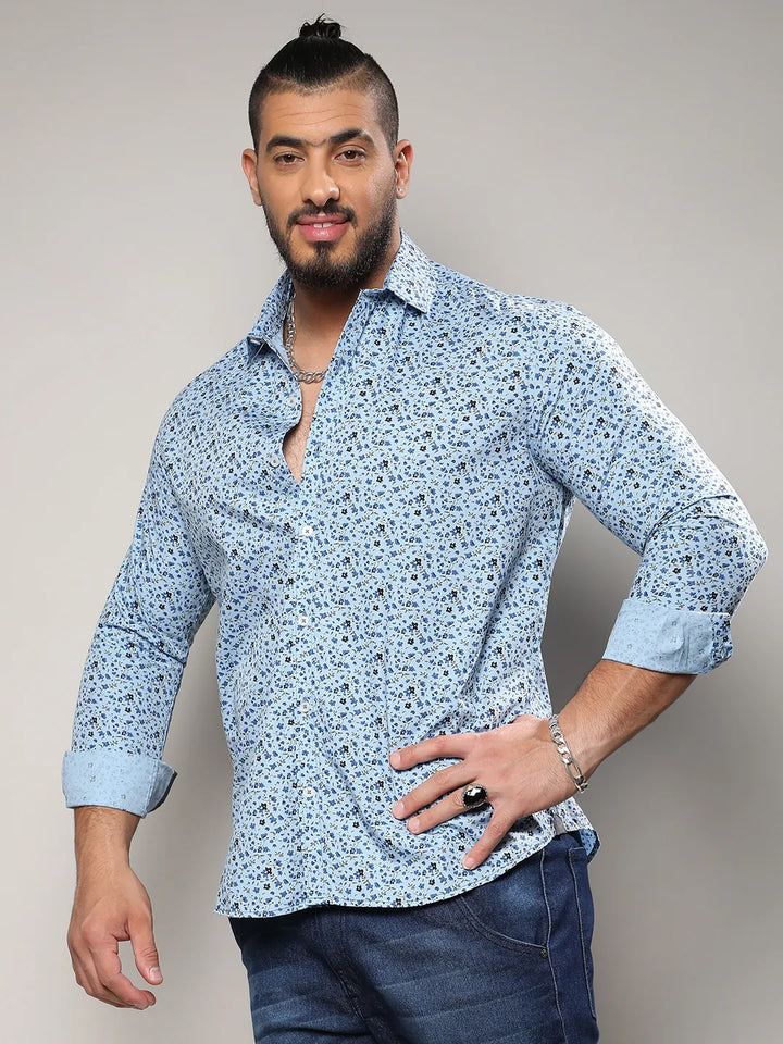 Blue Micro Floral Shirt