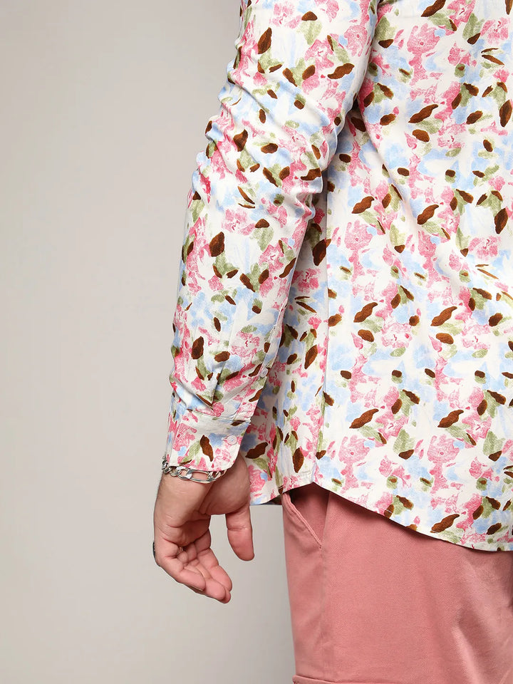 Blue & Pink Leaf Strokes Shirt