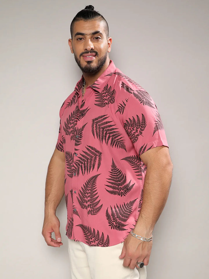 Brown Contrast Fern Shirt