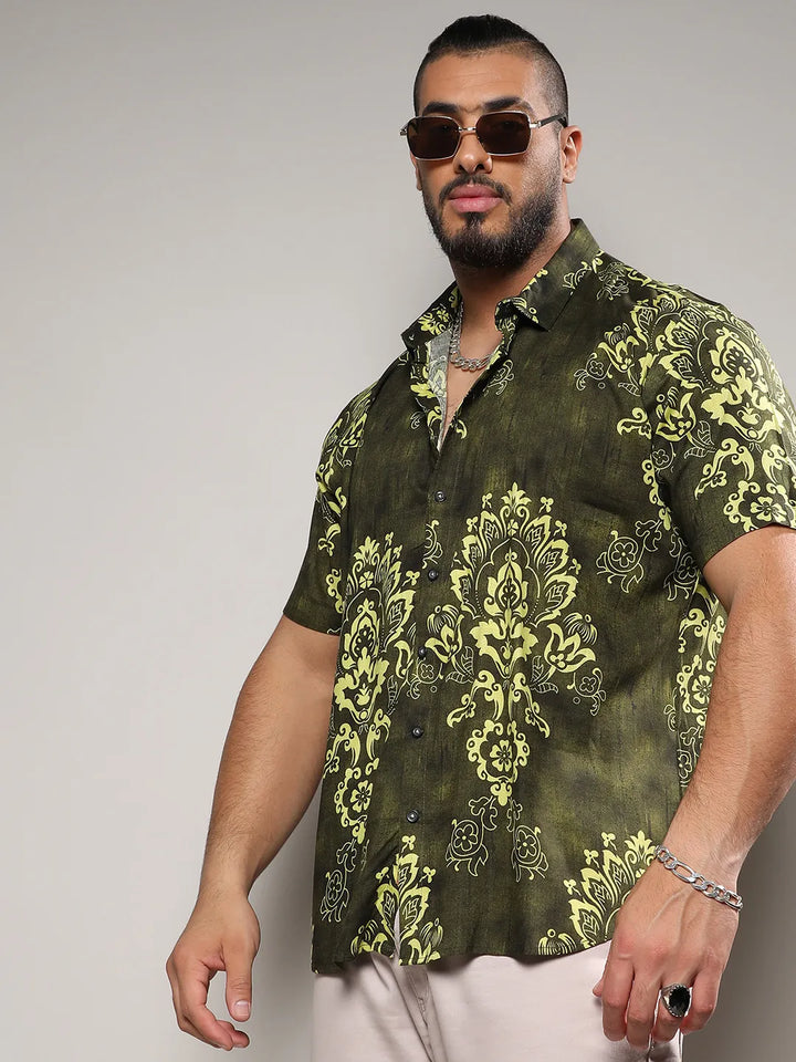 Forest Green Ethnic Motif Shirt