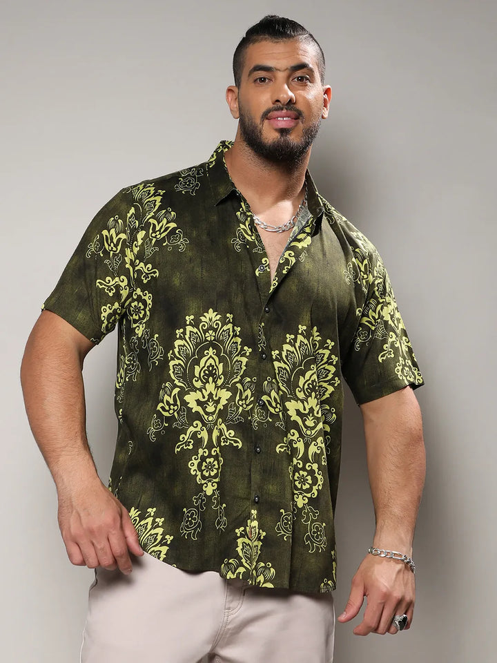 Forest Green Ethnic Motif Shirt