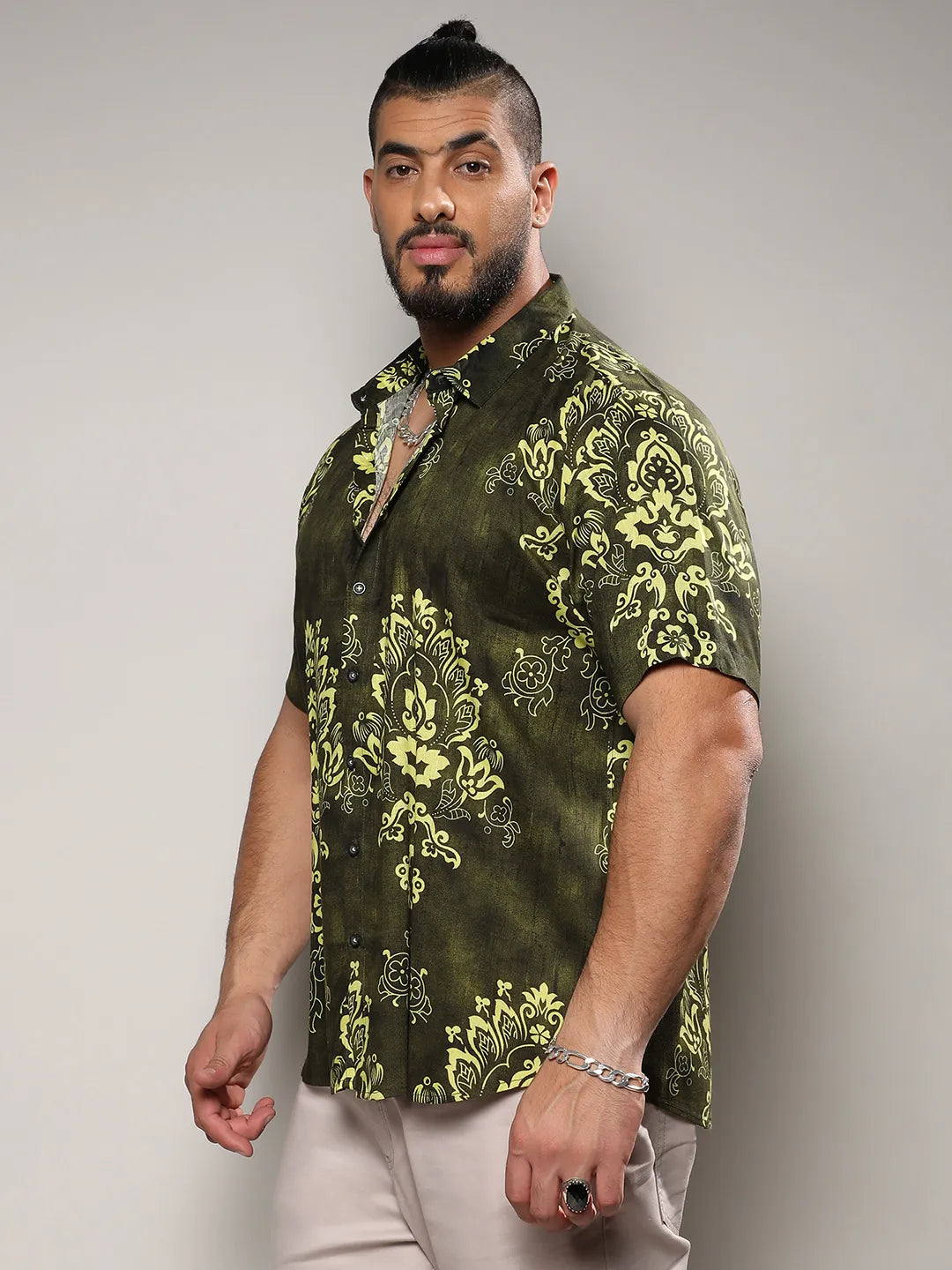 Forest Green Ethnic Motif Shirt