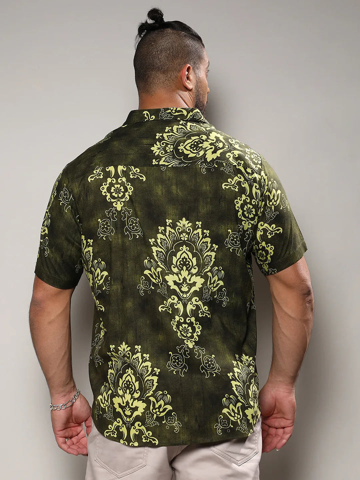 Forest Green Ethnic Motif Shirt