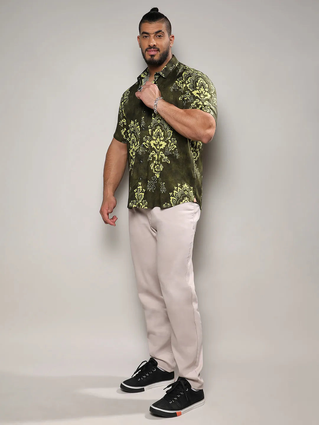 Forest Green Ethnic Motif Shirt