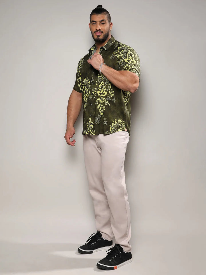 Forest Green Ethnic Motif Shirt
