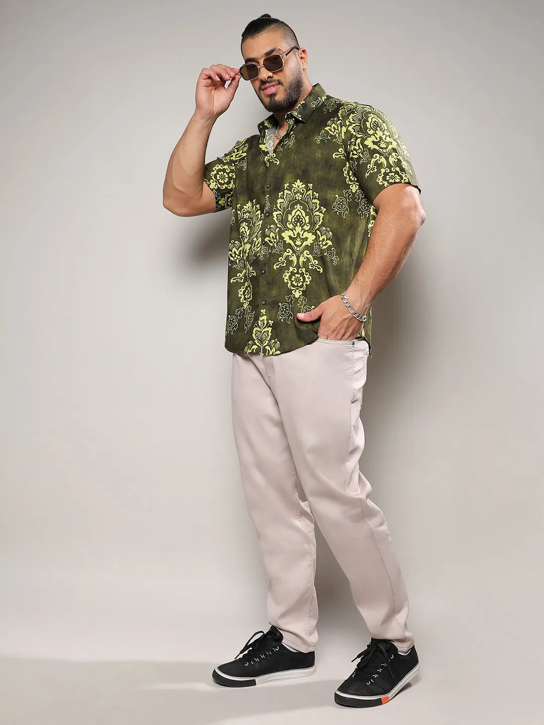 Forest Green Ethnic Motif Shirt