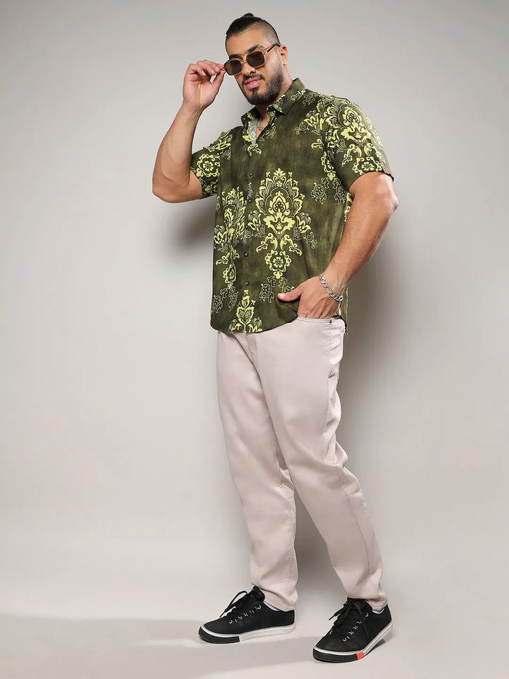 Forest Green Ethnic Motif Shirt