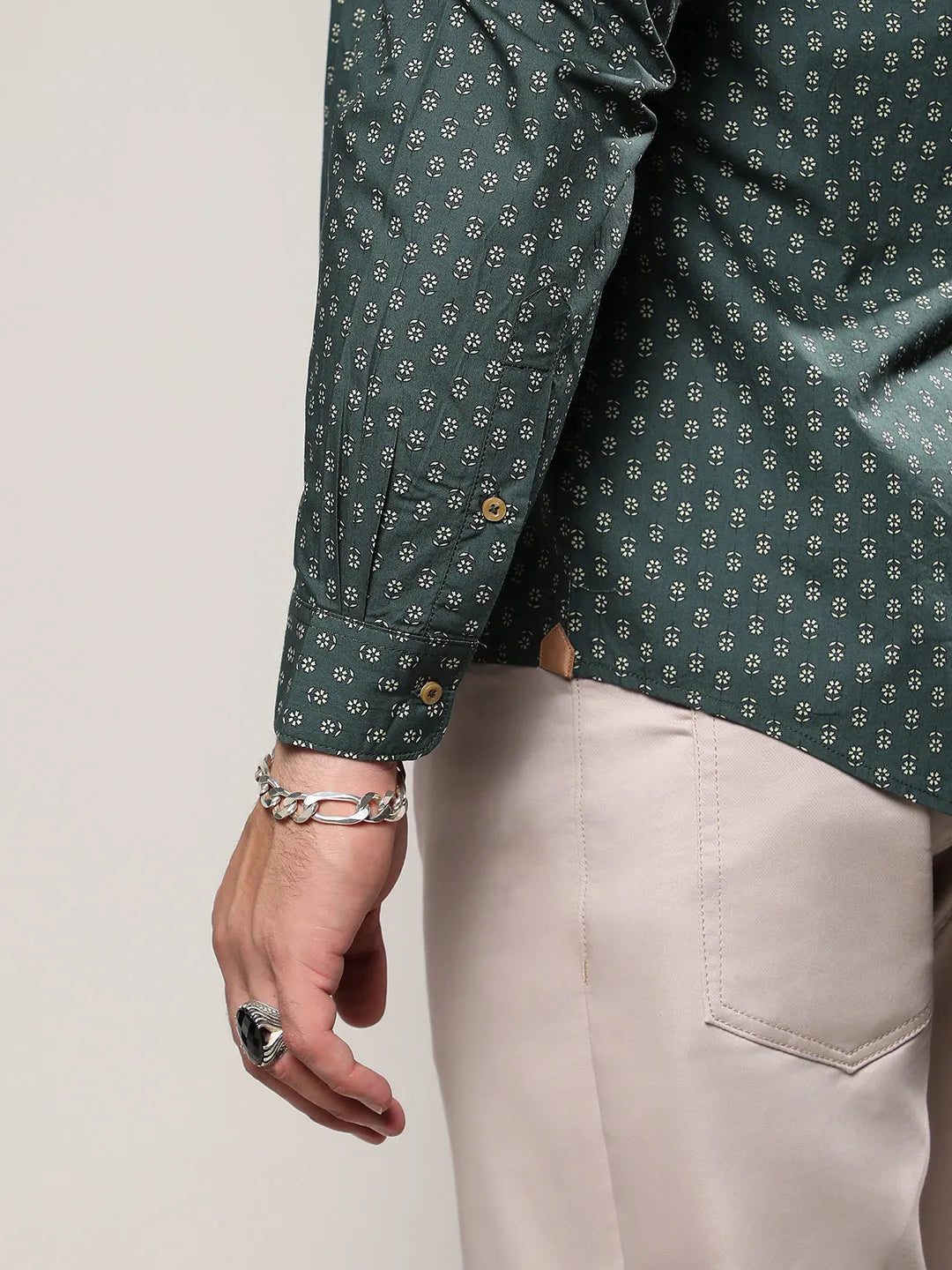 Forest Green Micro Flower Shirt