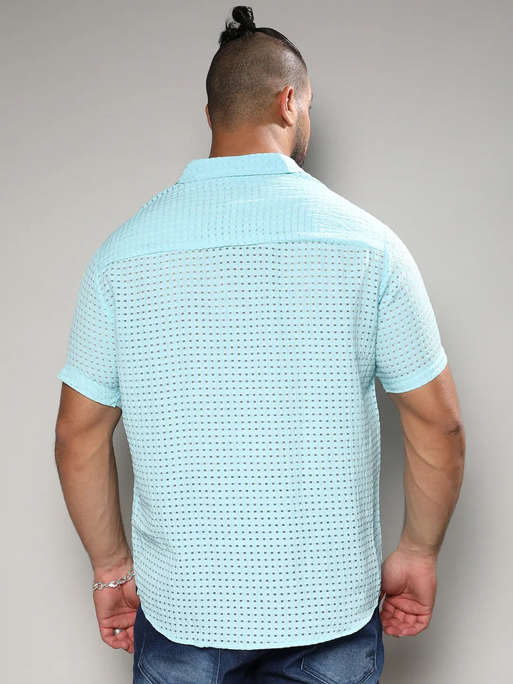 Light Blue See-Through Square Shirt