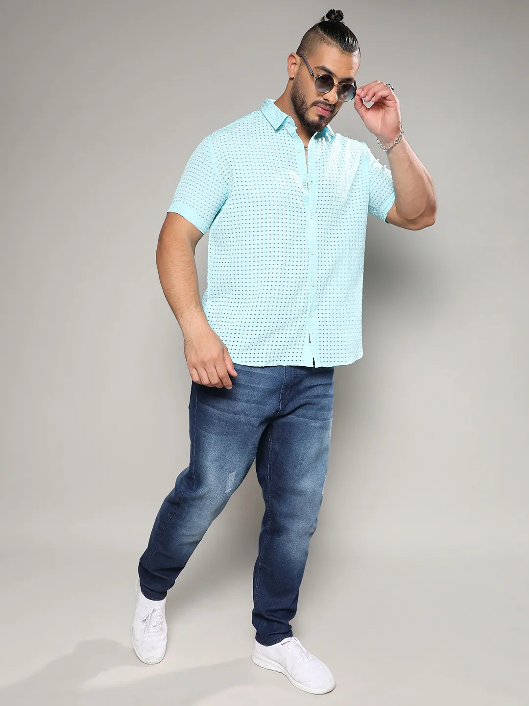Light Blue See-Through Square Shirt