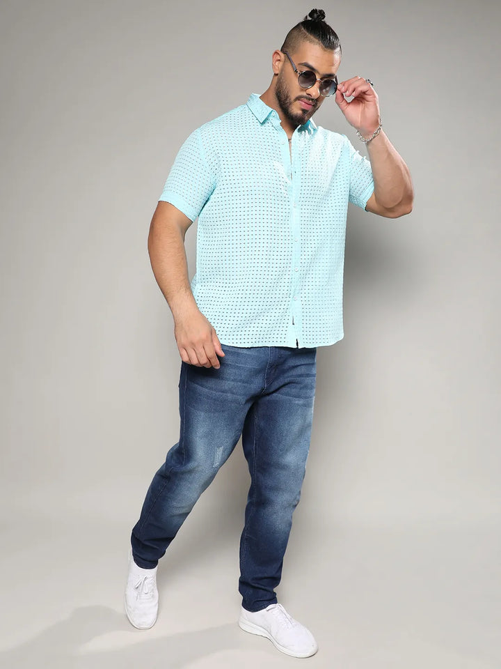 Light Blue See-Through Square Shirt