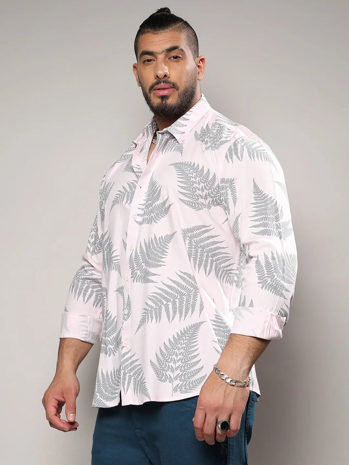 Light Pink & Dark Grey Contrast Fern Shirt