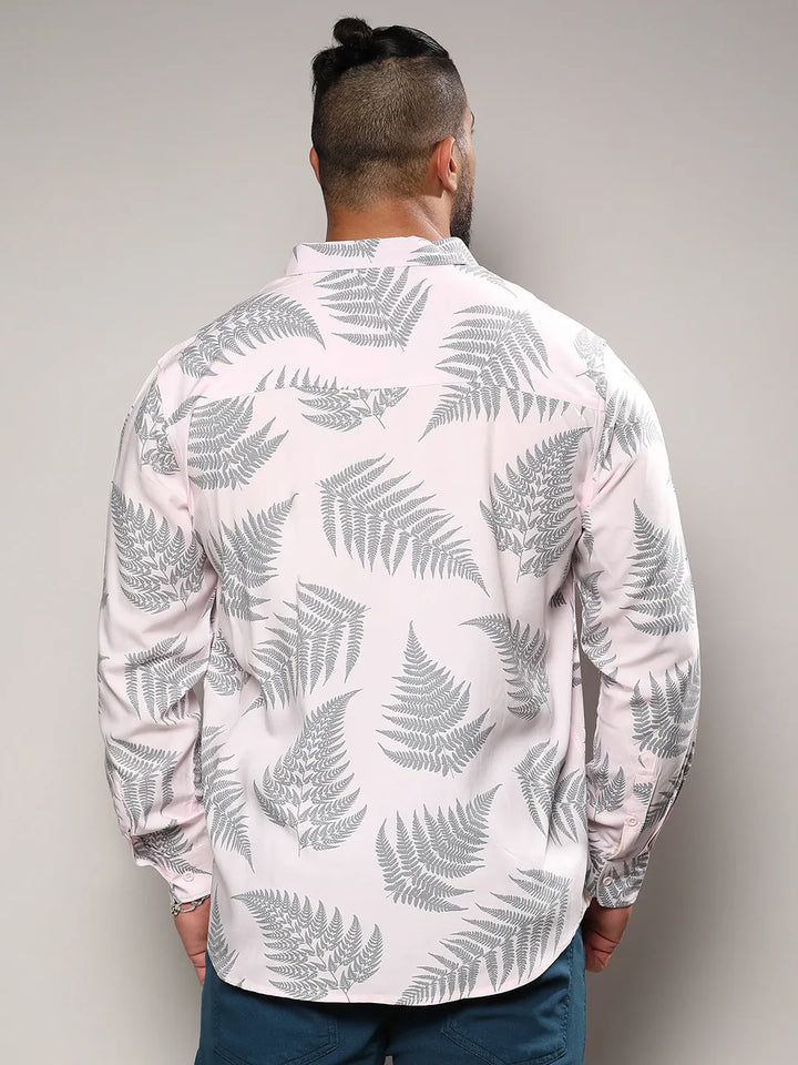 Light Pink & Dark Grey Contrast Fern Shirt