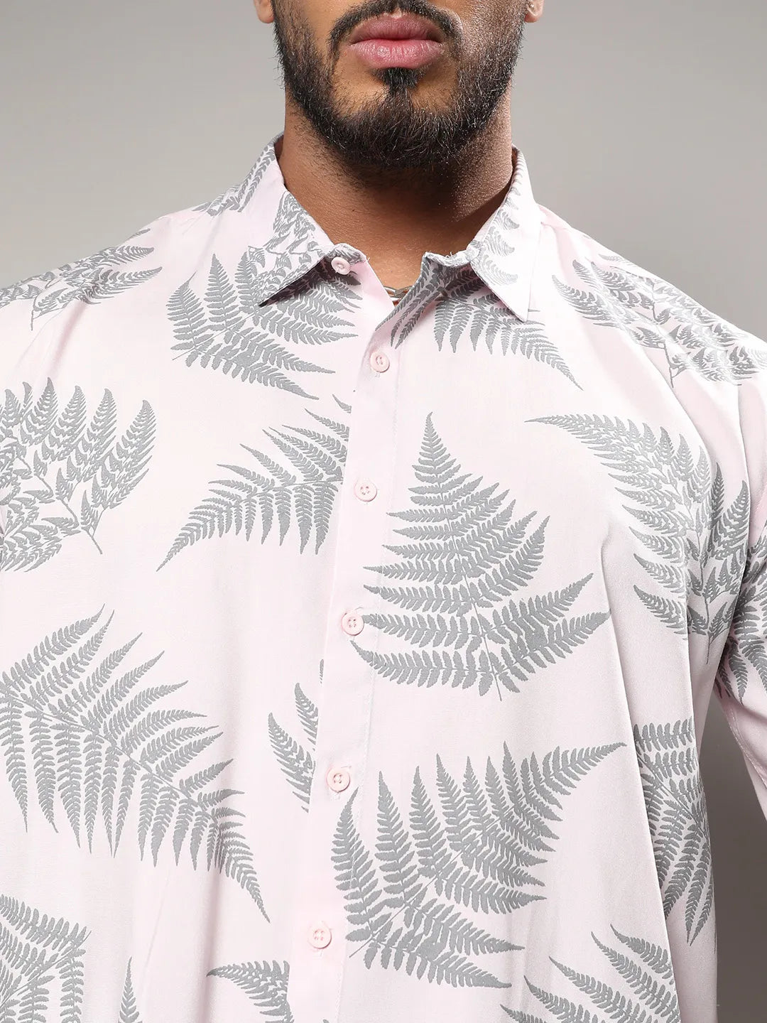 Light Pink & Dark Grey Contrast Fern Shirt