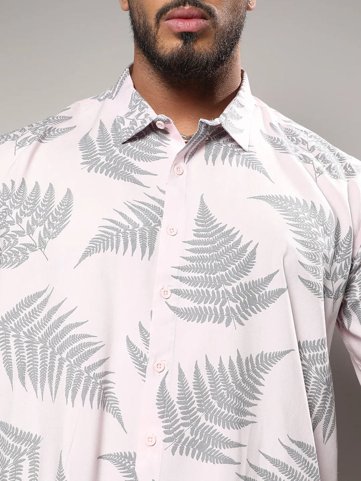 Light Pink & Dark Grey Contrast Fern Shirt