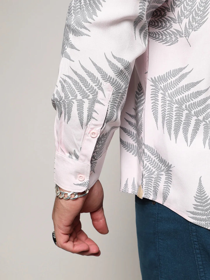 Light Pink & Dark Grey Contrast Fern Shirt