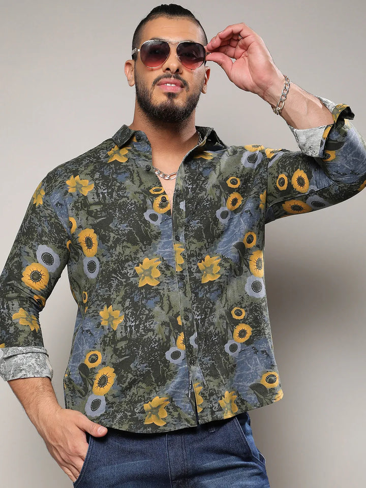 Multicolour Botanical Abstract Shirt