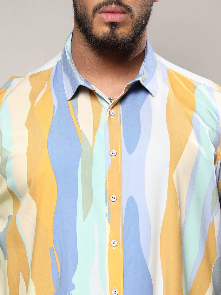Multicolour Contrast Abstract Print Shirt