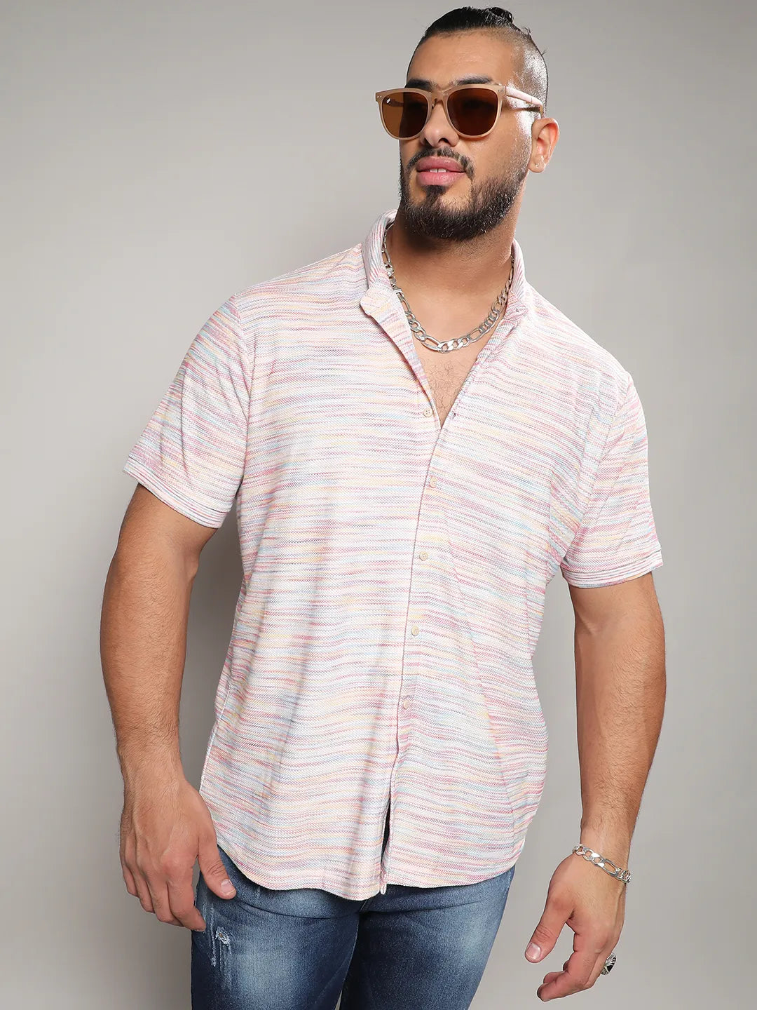 Multicolour Honeycomb Knit Shirt