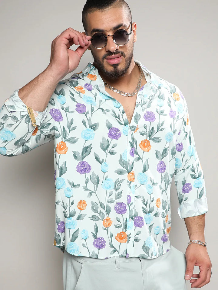 Multicolour Rose Garden Print Shirt
