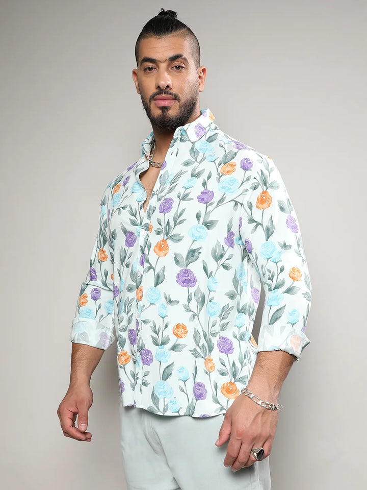 Multicolour Rose Garden Print Shirt