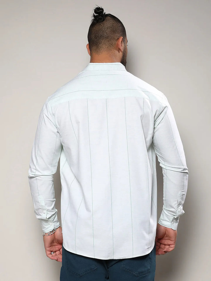 White Heathered Pinstriped Shirt