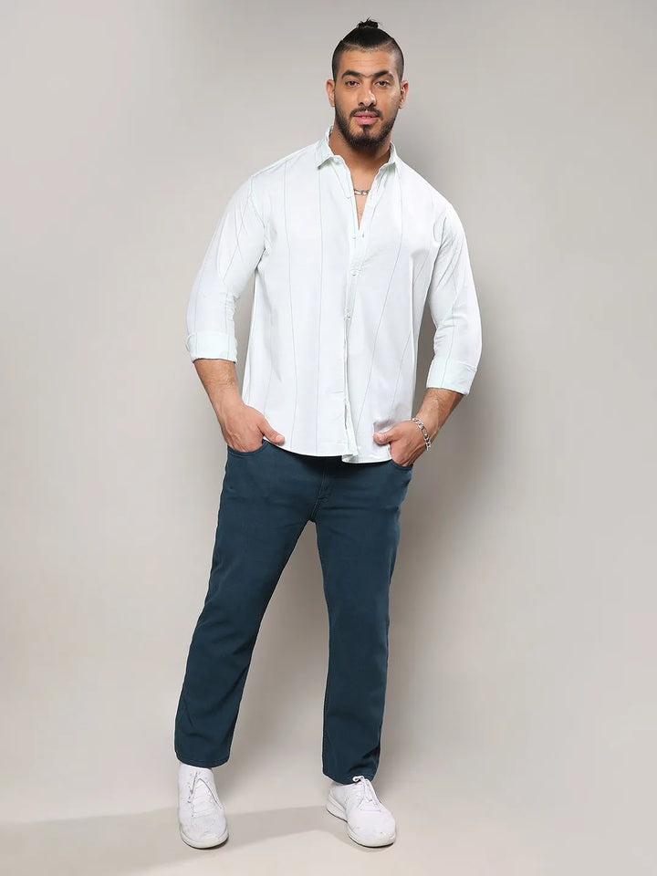 White Heathered Pinstriped Shirt