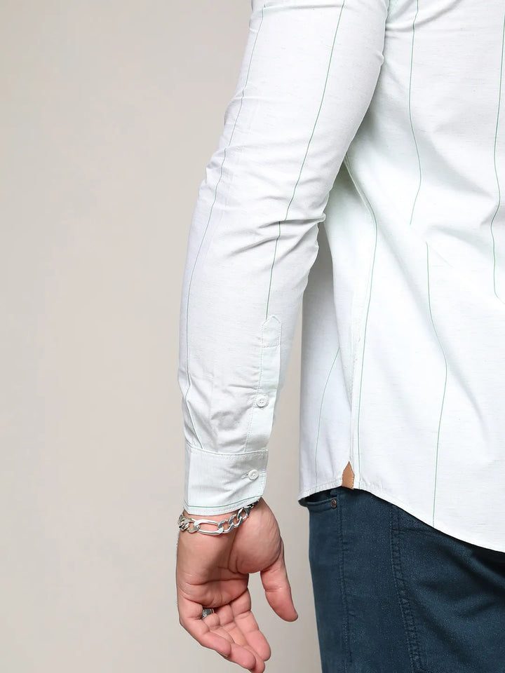 White Heathered Pinstriped Shirt
