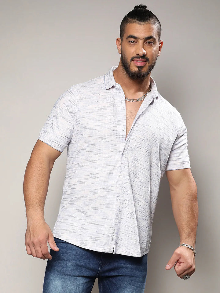 White Honeycomb Knit Shirt