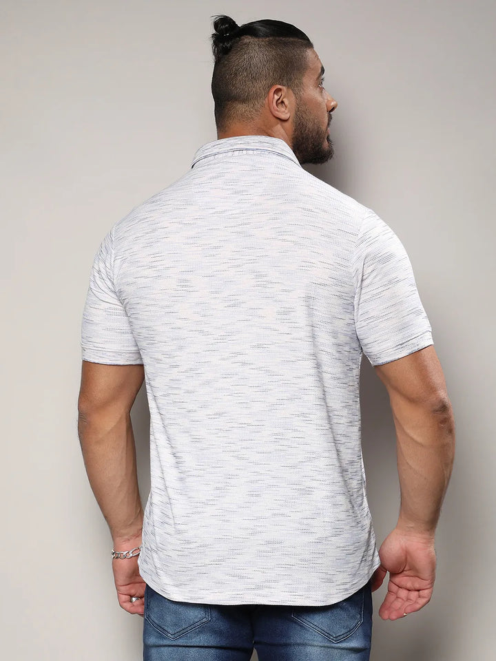 White Honeycomb Knit Shirt