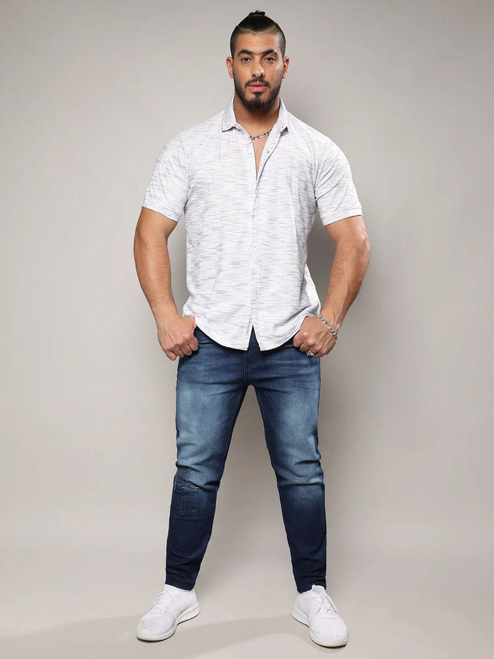 White Honeycomb Knit Shirt