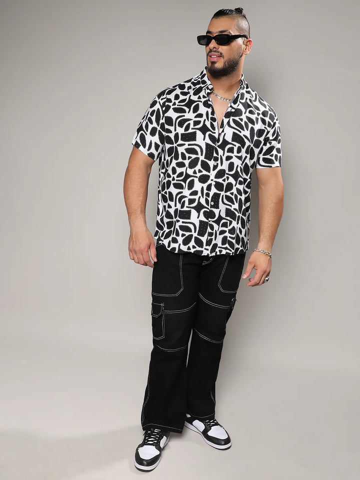 White & Black Contrast Block Shirt