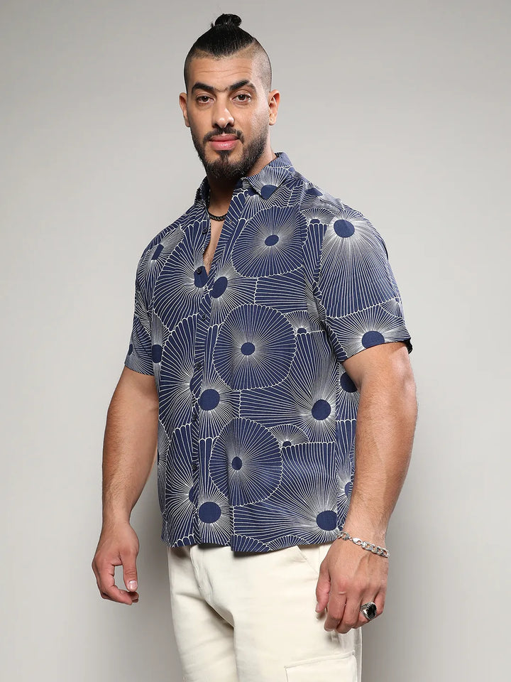 Mushroom Print Button Up Shirt